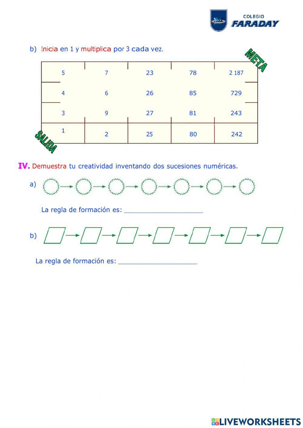 Sucesiones numéricas con multiplicación