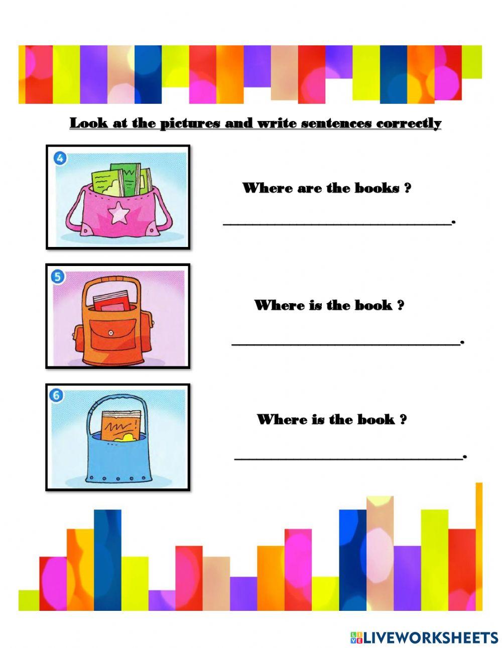 Look at the pictures and write sentences (Preposition) online exercise ...