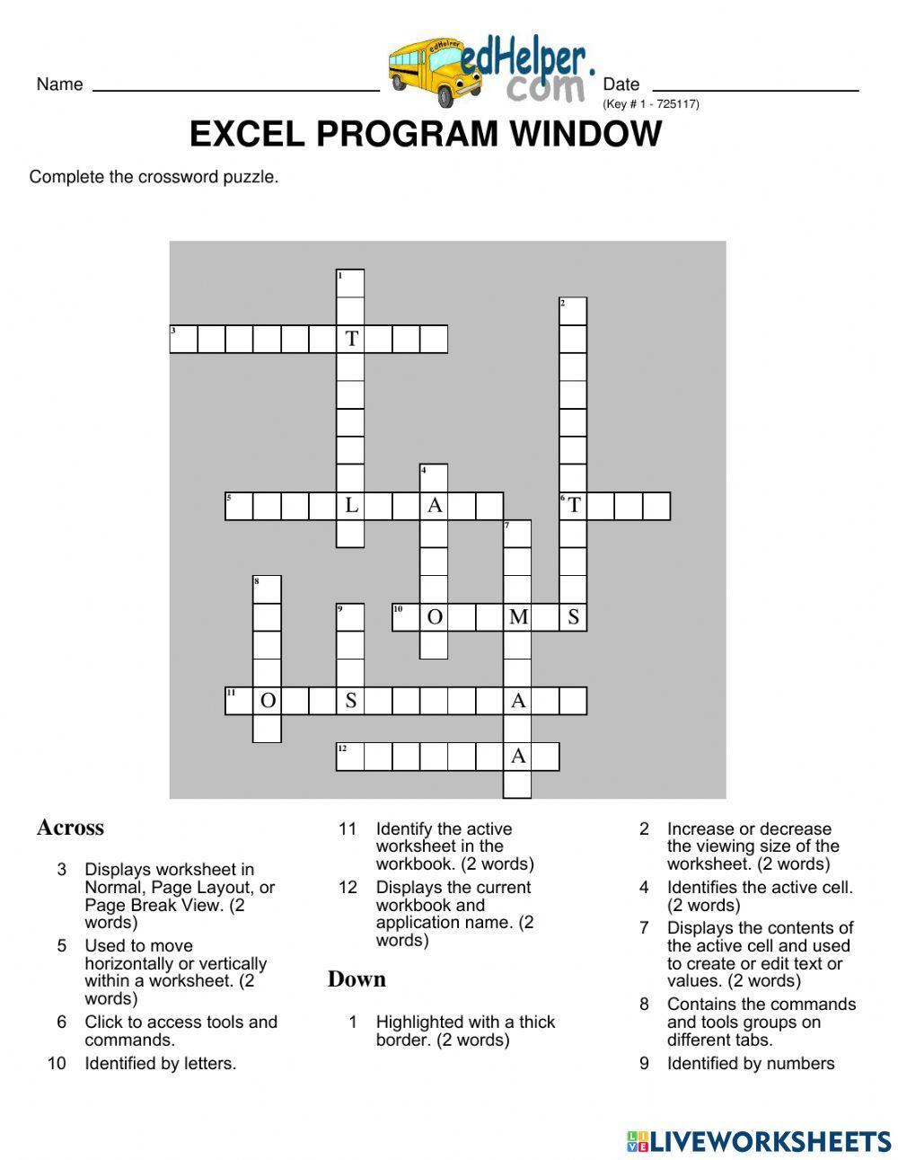 Excel Crossword