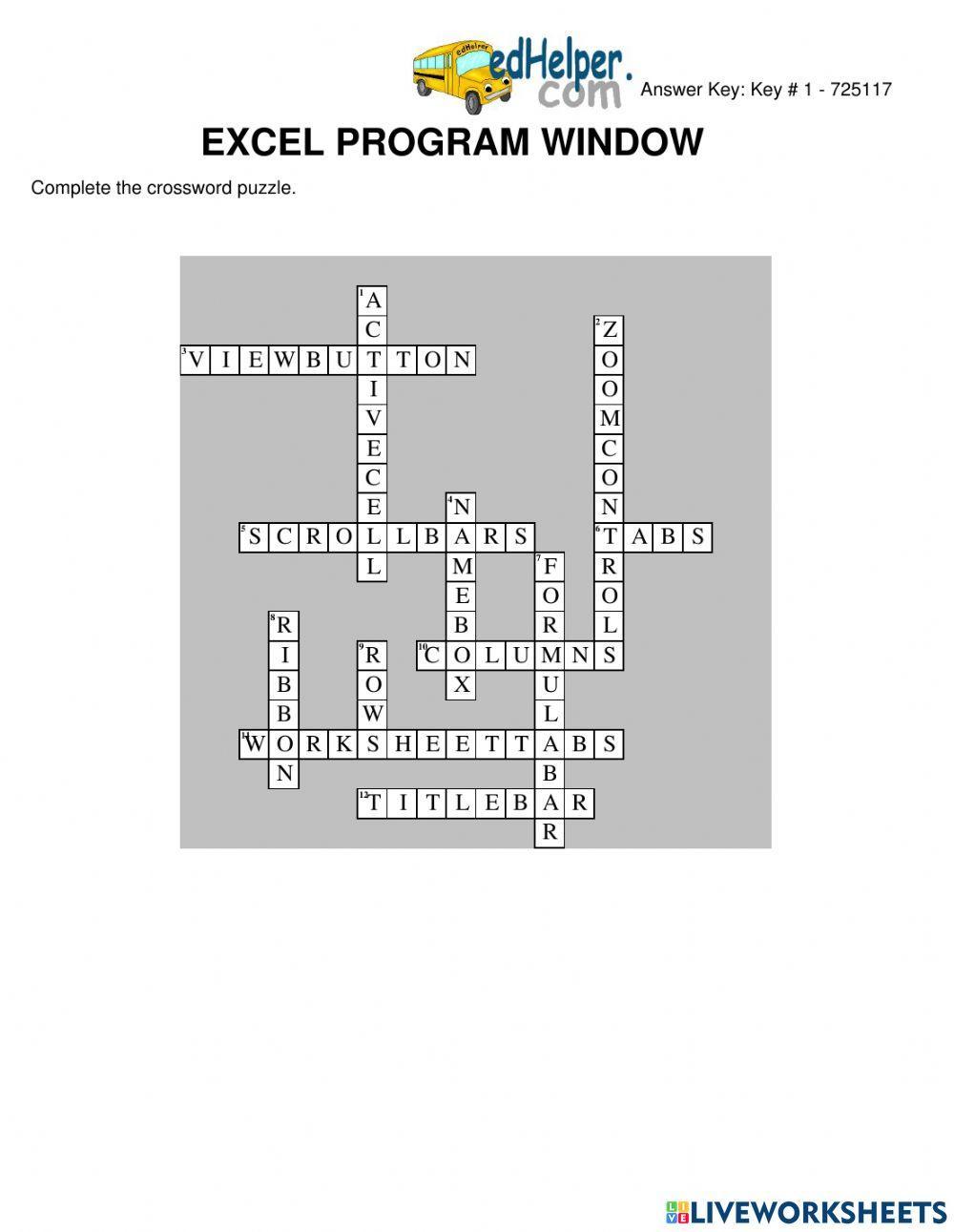 Excel Crossword