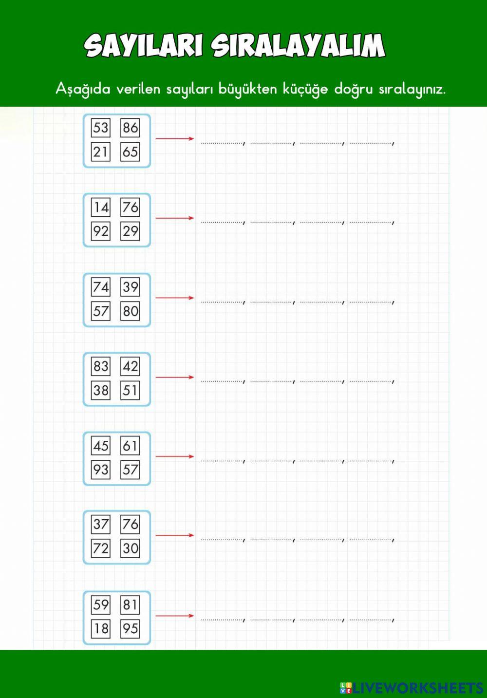 Sayıları Sıralayalım