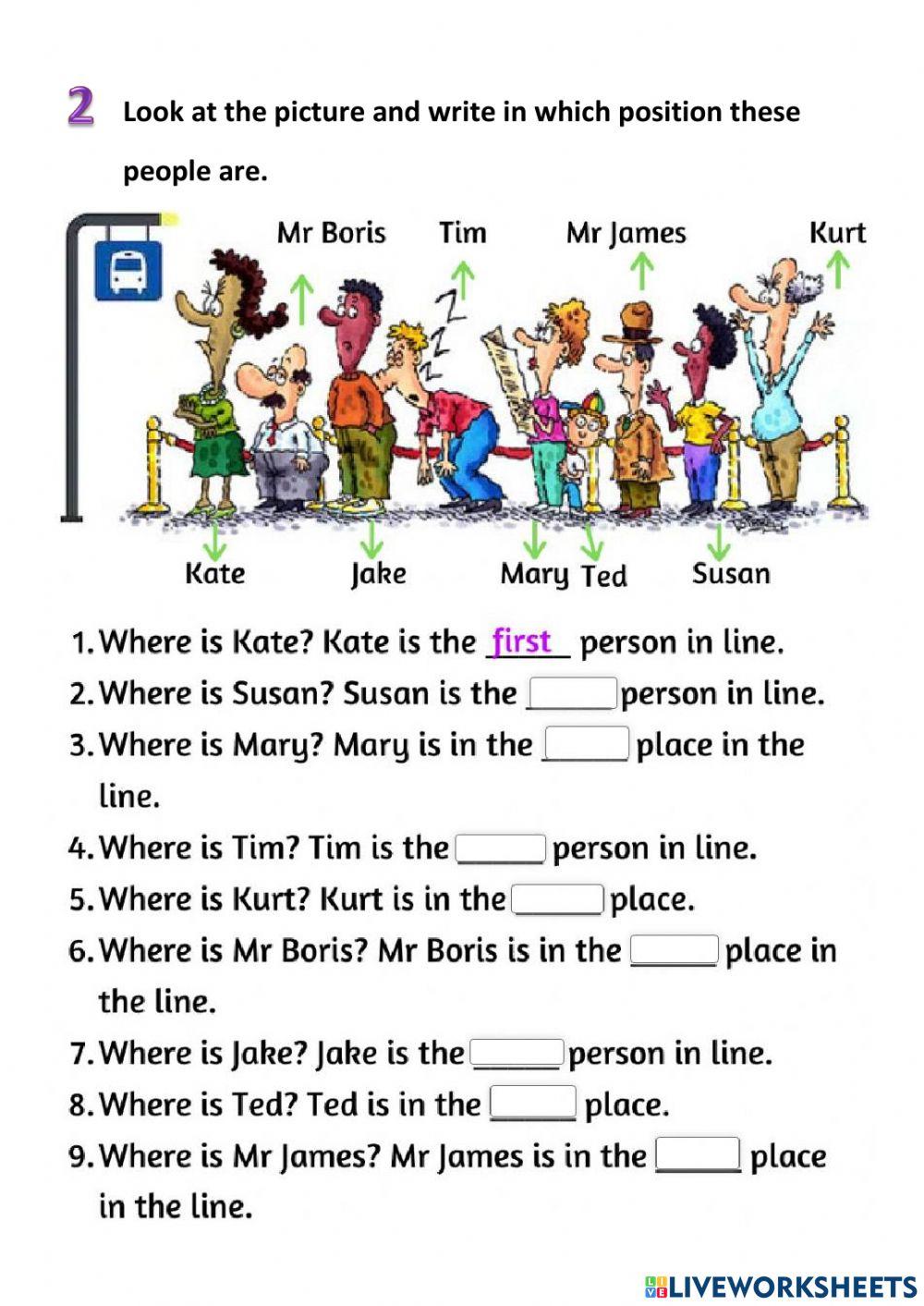 1488879 | Ordinal numbers | jankova | LiveWorksheets