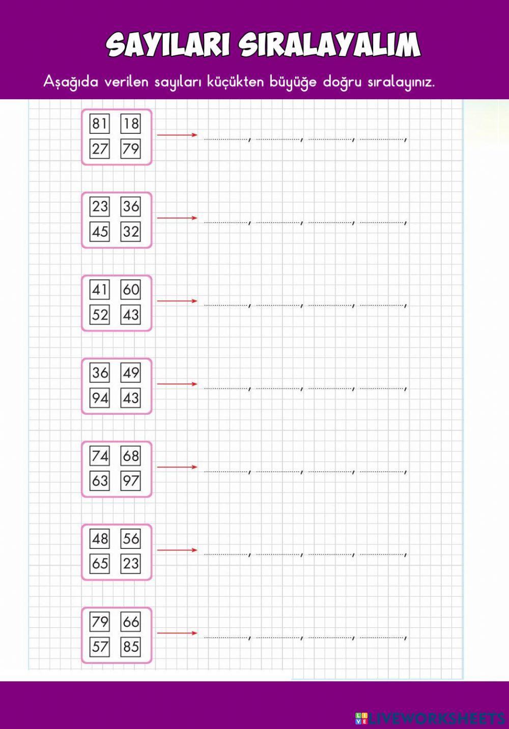 Sayıları Sıralayalım