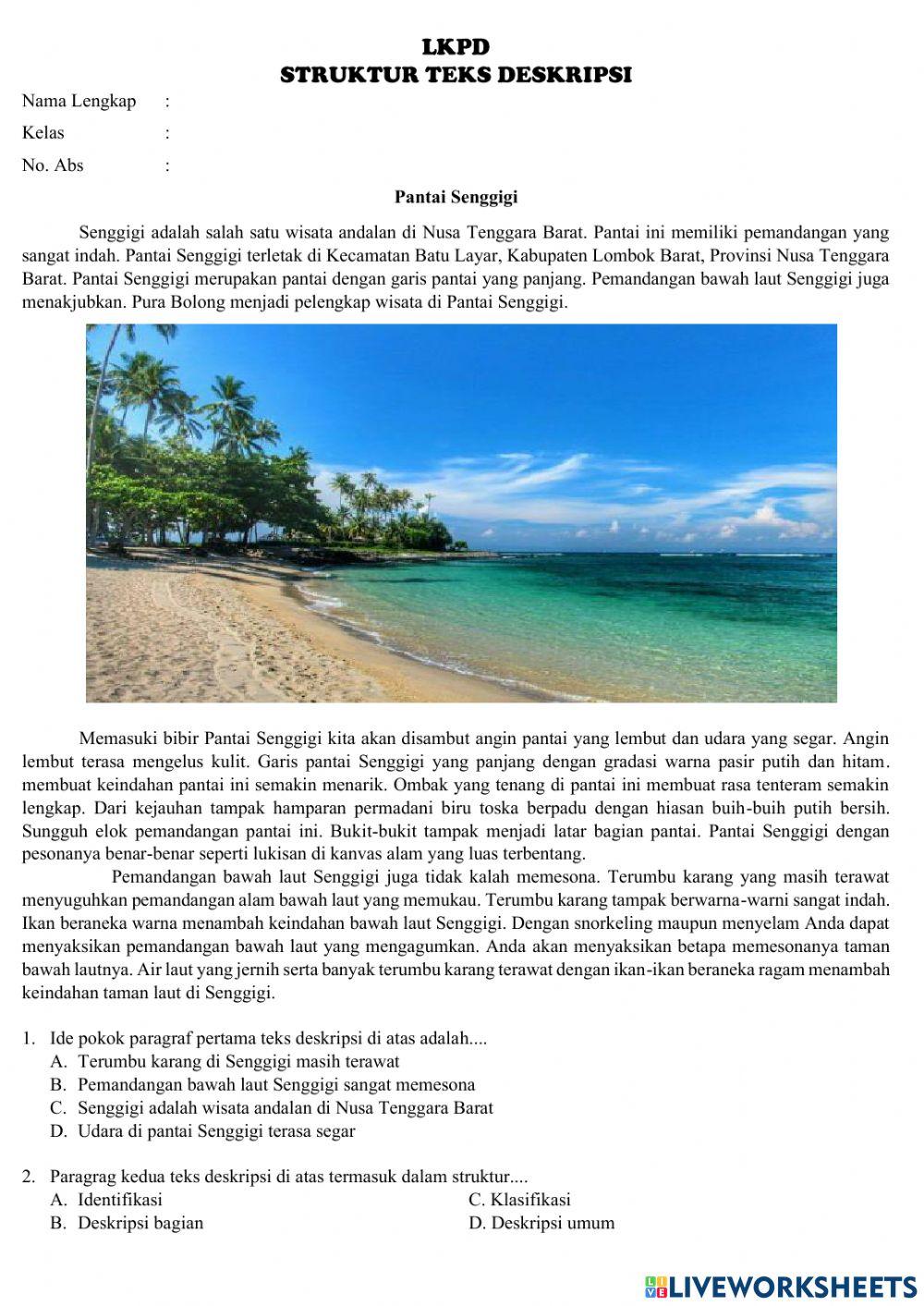 Struktur teks deskripsi