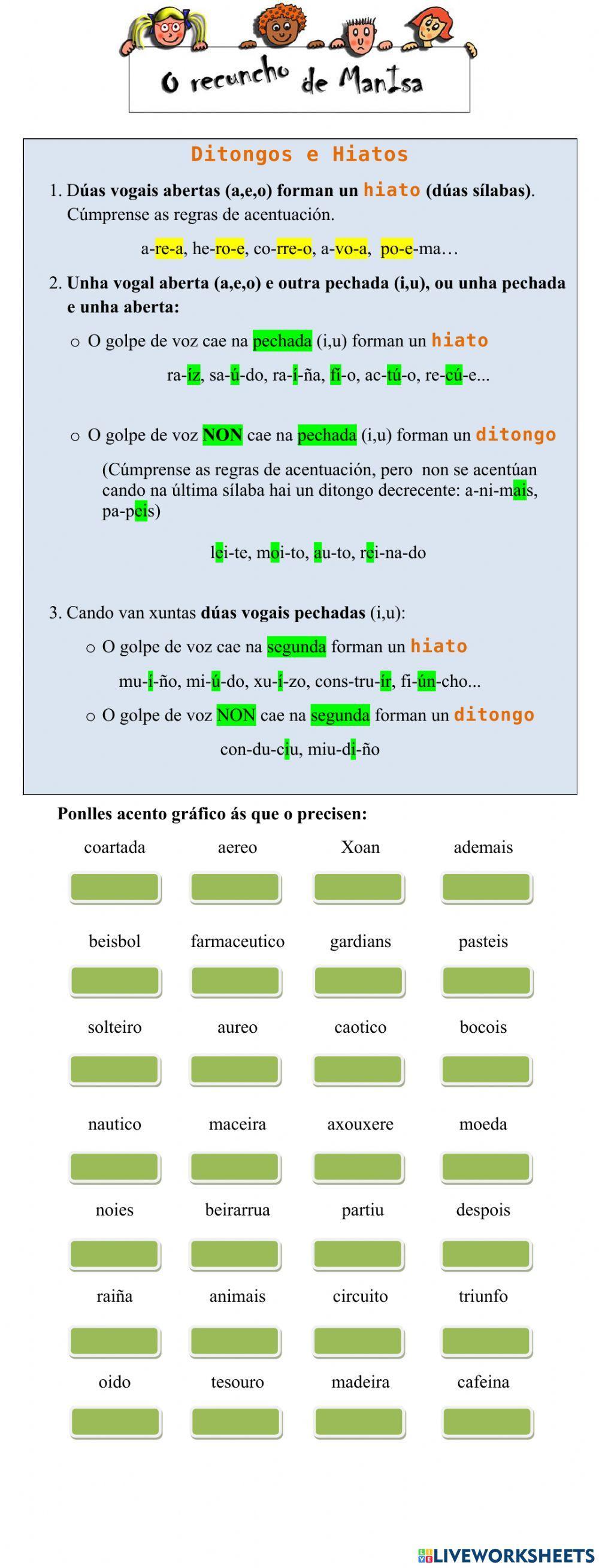Acentuación hiatos e ditongos