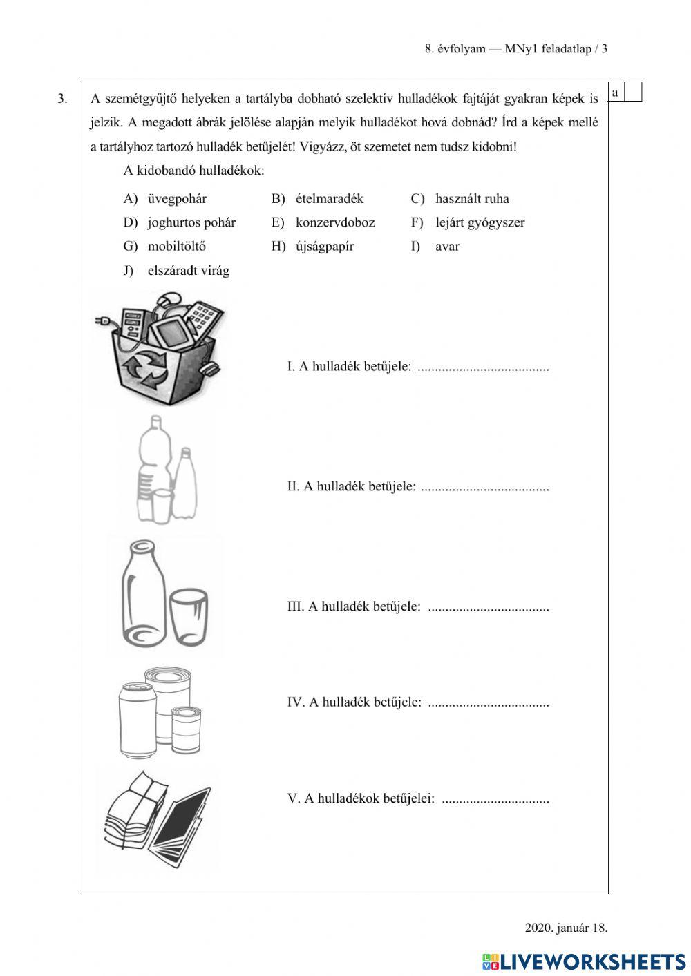 Felvételi feladatsor 2020