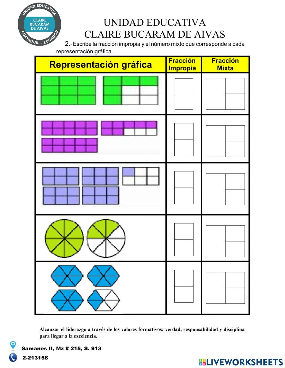 Conversion fracciones impropias - mixtas