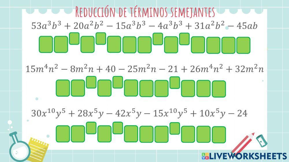 Reducción de términos semejantes