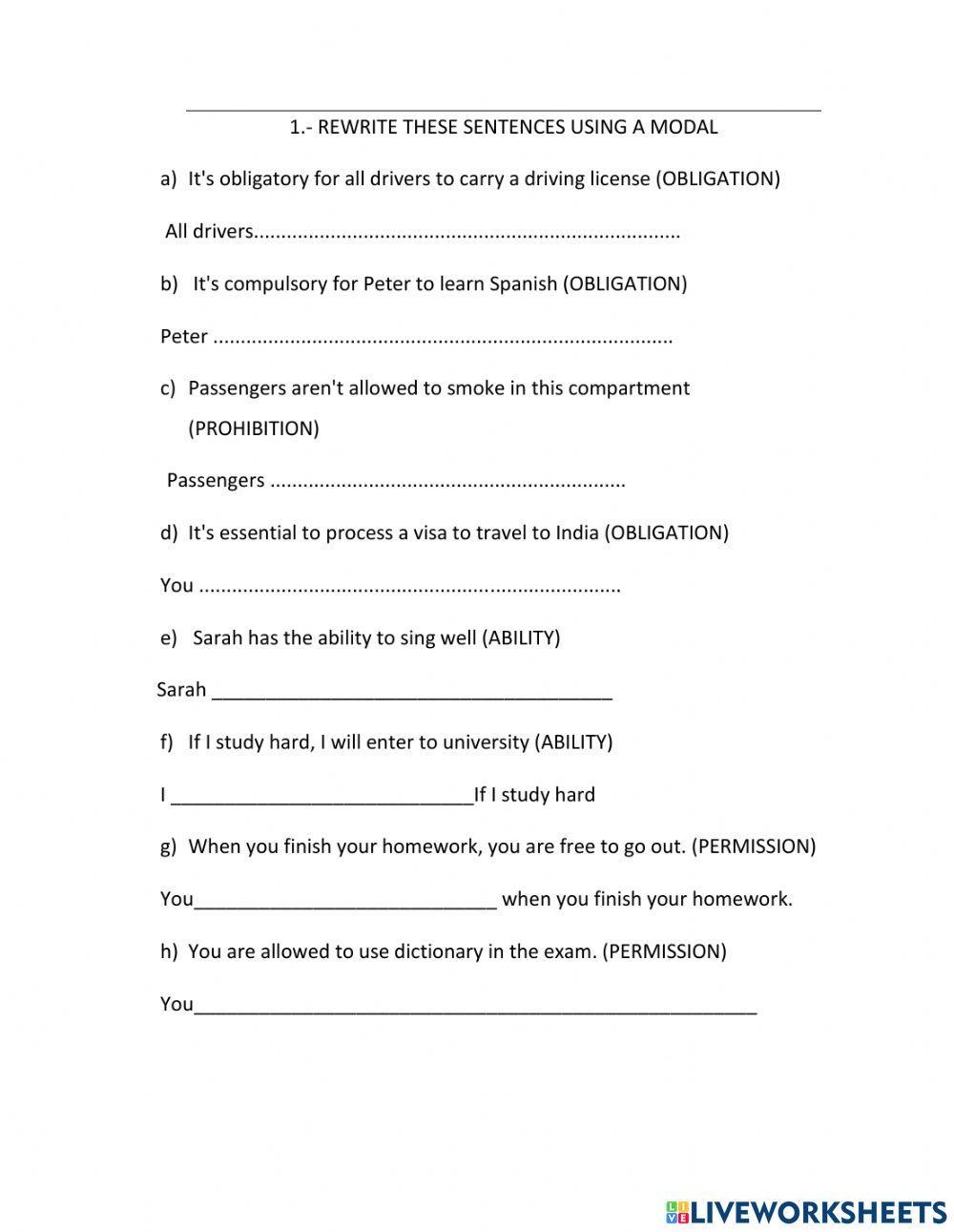 Modals permission , obligation, ability, and prohibition