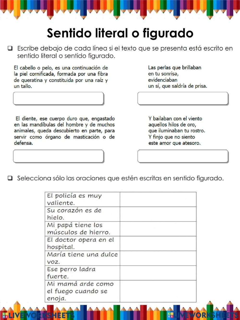 El sentido figurado y el sentido literal