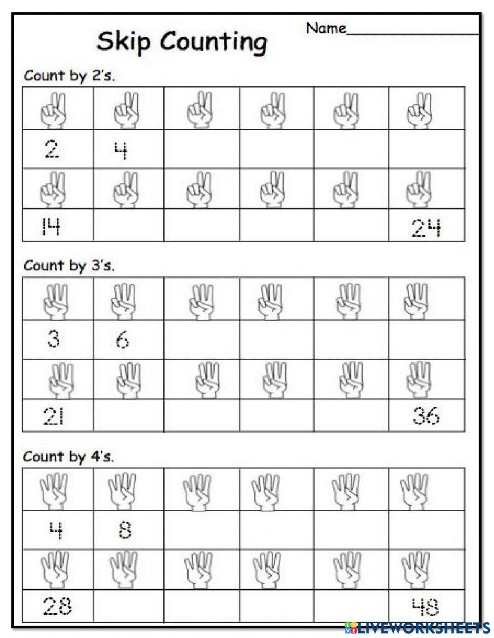 Skip Counting by 2, 3 and 4