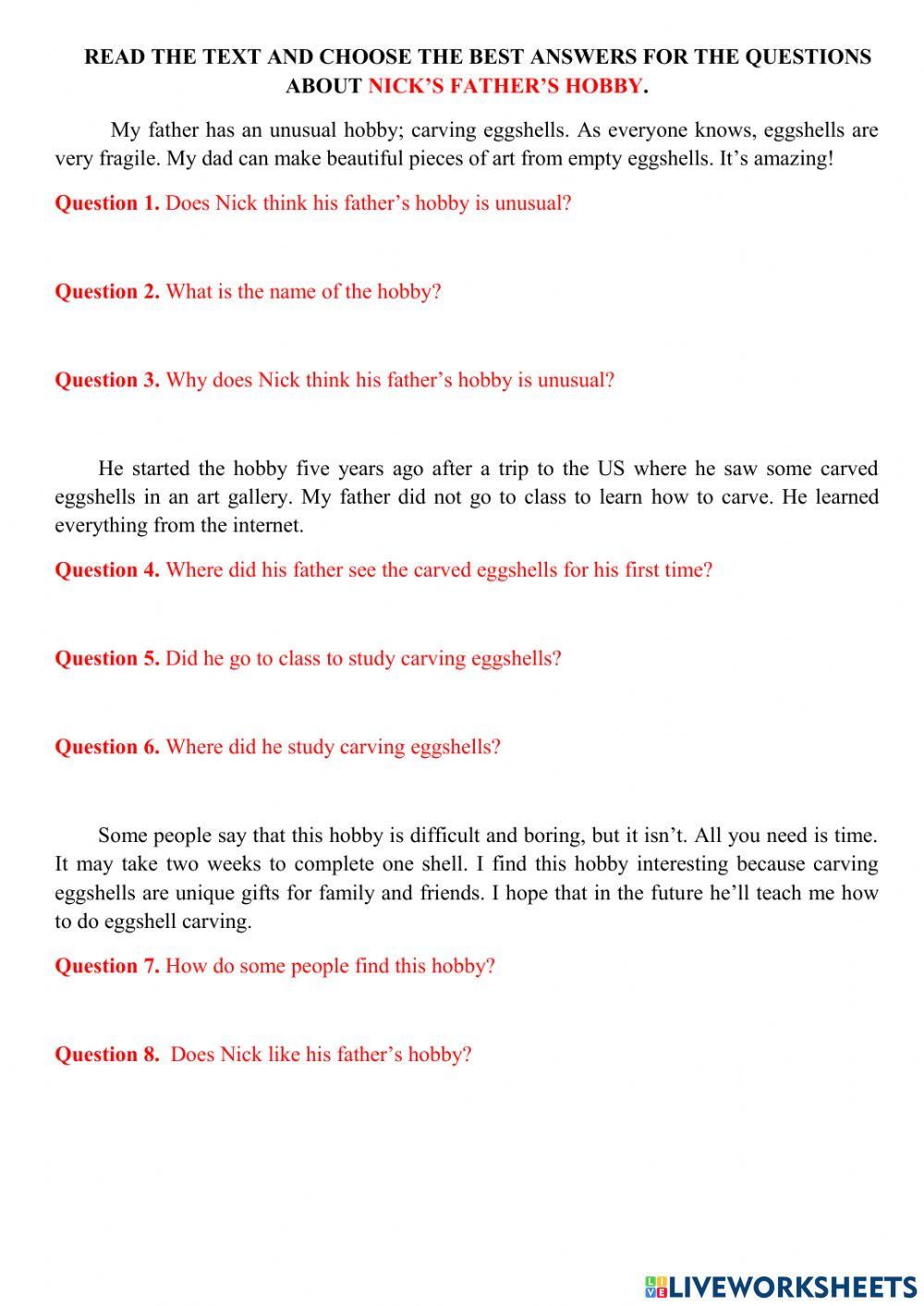 Reading comprehension