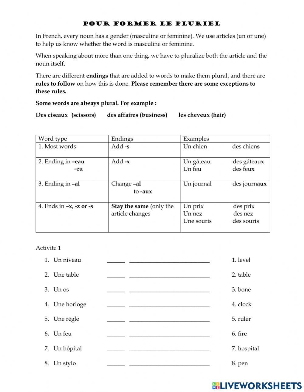 Pour former le pluriel