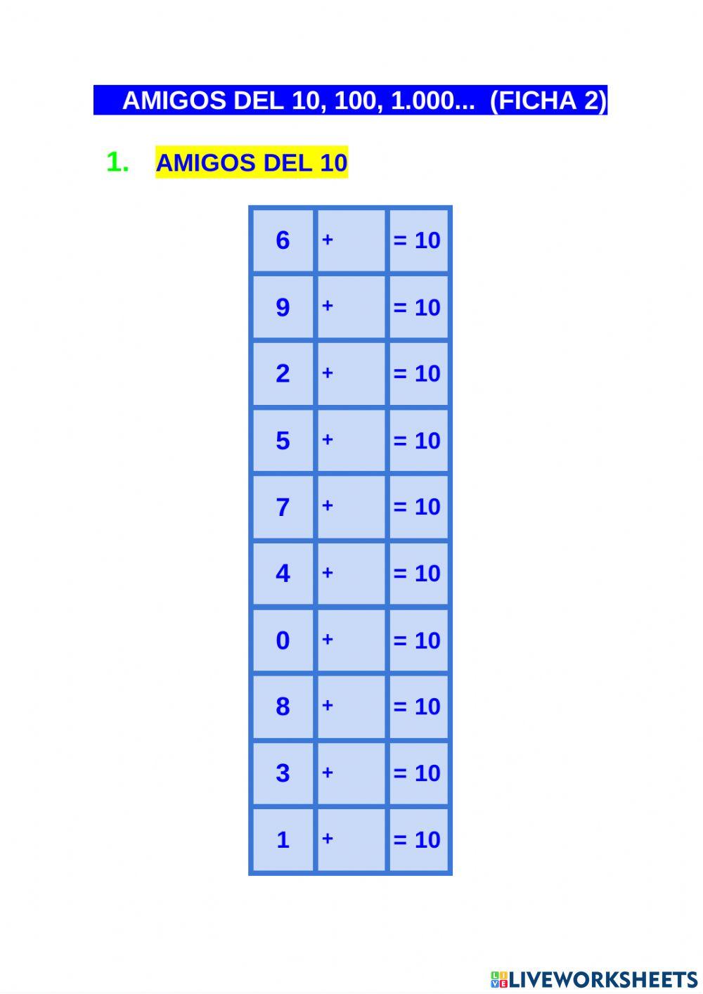 Amigos de 10, 100, 1000...