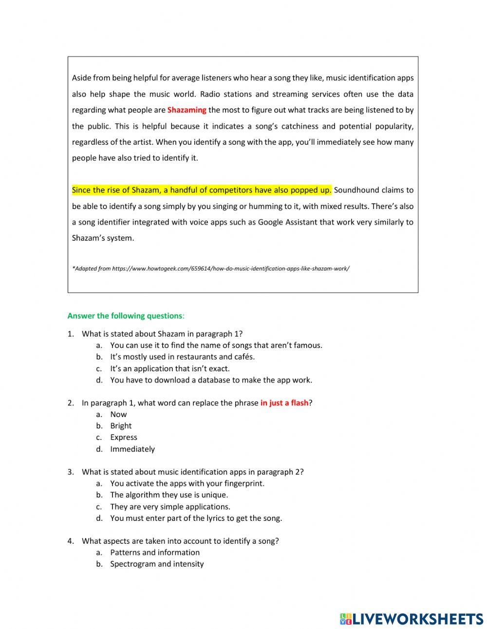 How do music identificction apps like Shazam work?