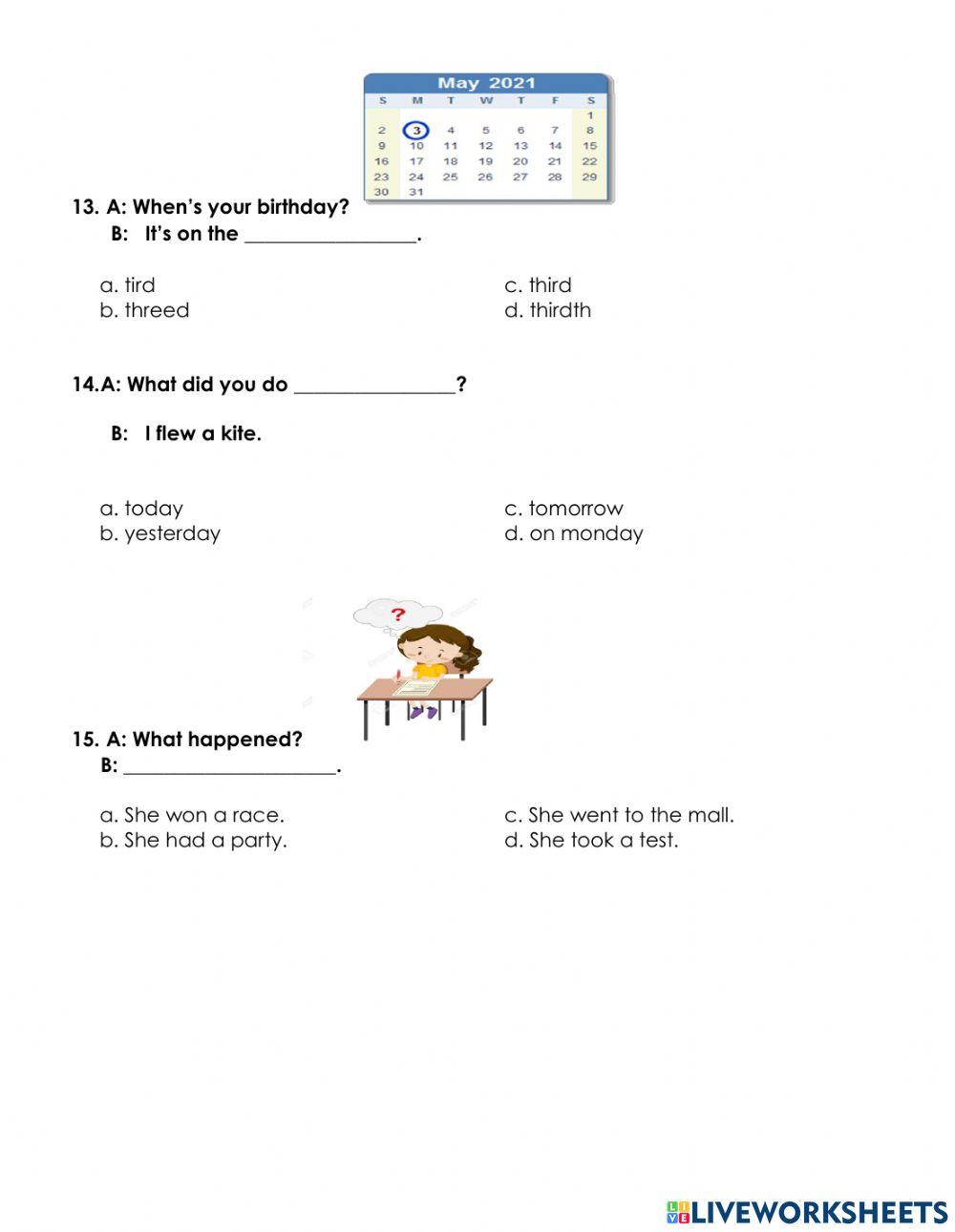 P4 english final test for term 1