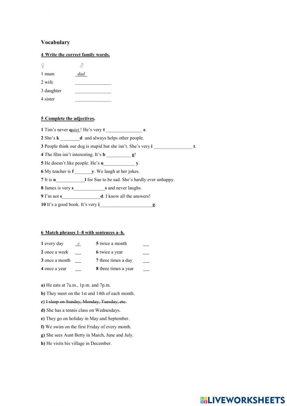 Unit 3 test - Speakout Elementary