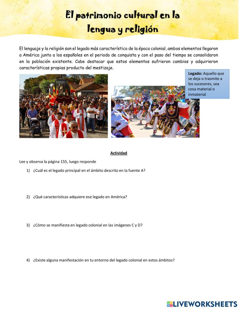 Patrimonio Cultural en la lengua y religión