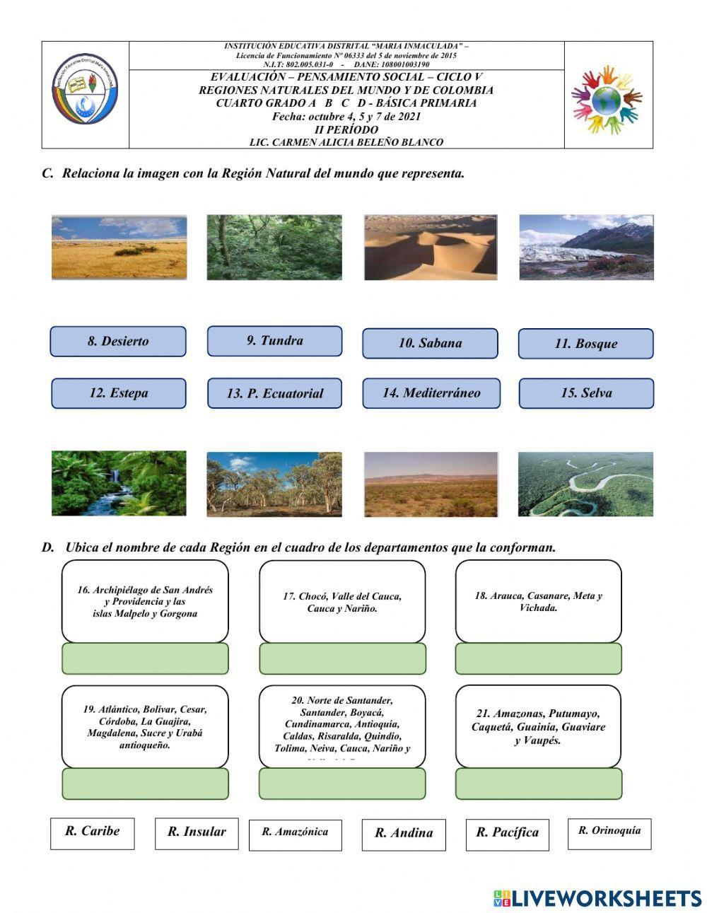 Regiones Naturales del Mundo y de Colombia