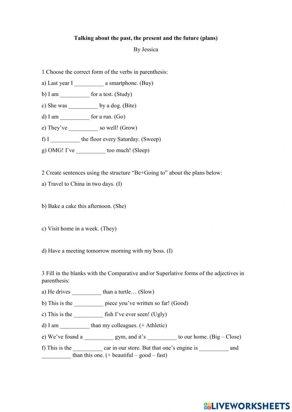 Talking about the past, the present and the future (plans)