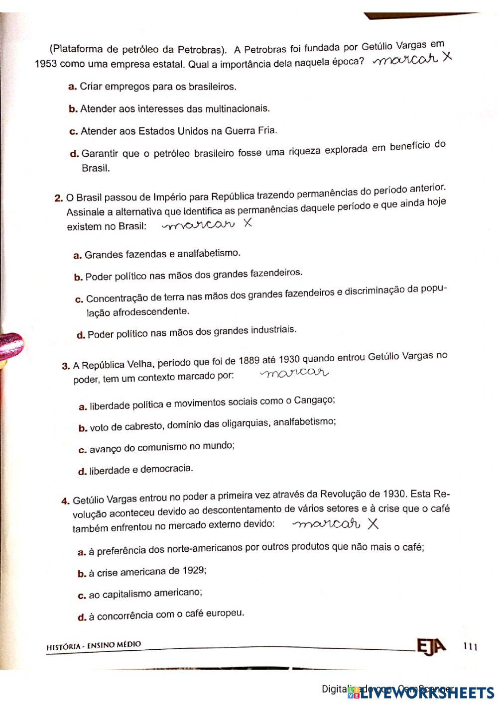 O Brasil da primeira metade do século xx.