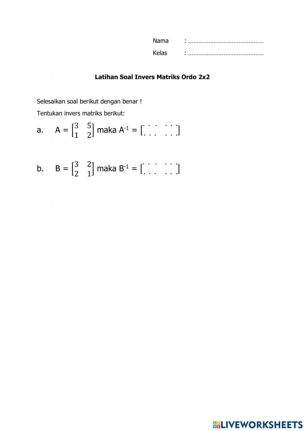 Invers Matriks Ordo 2x2