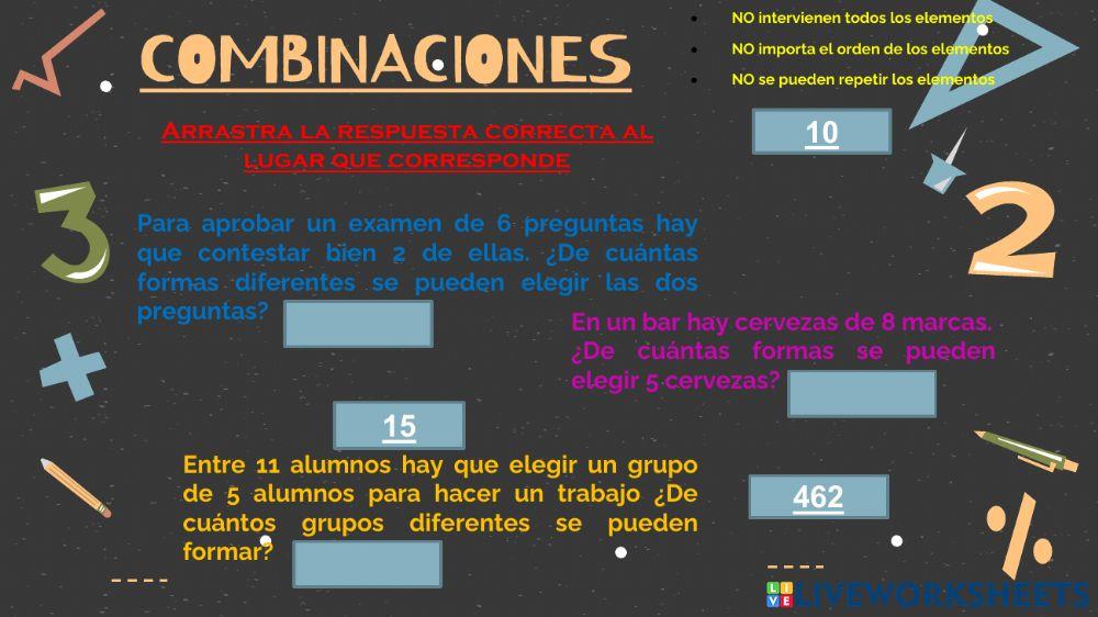 Combinaciones con y sin repetición