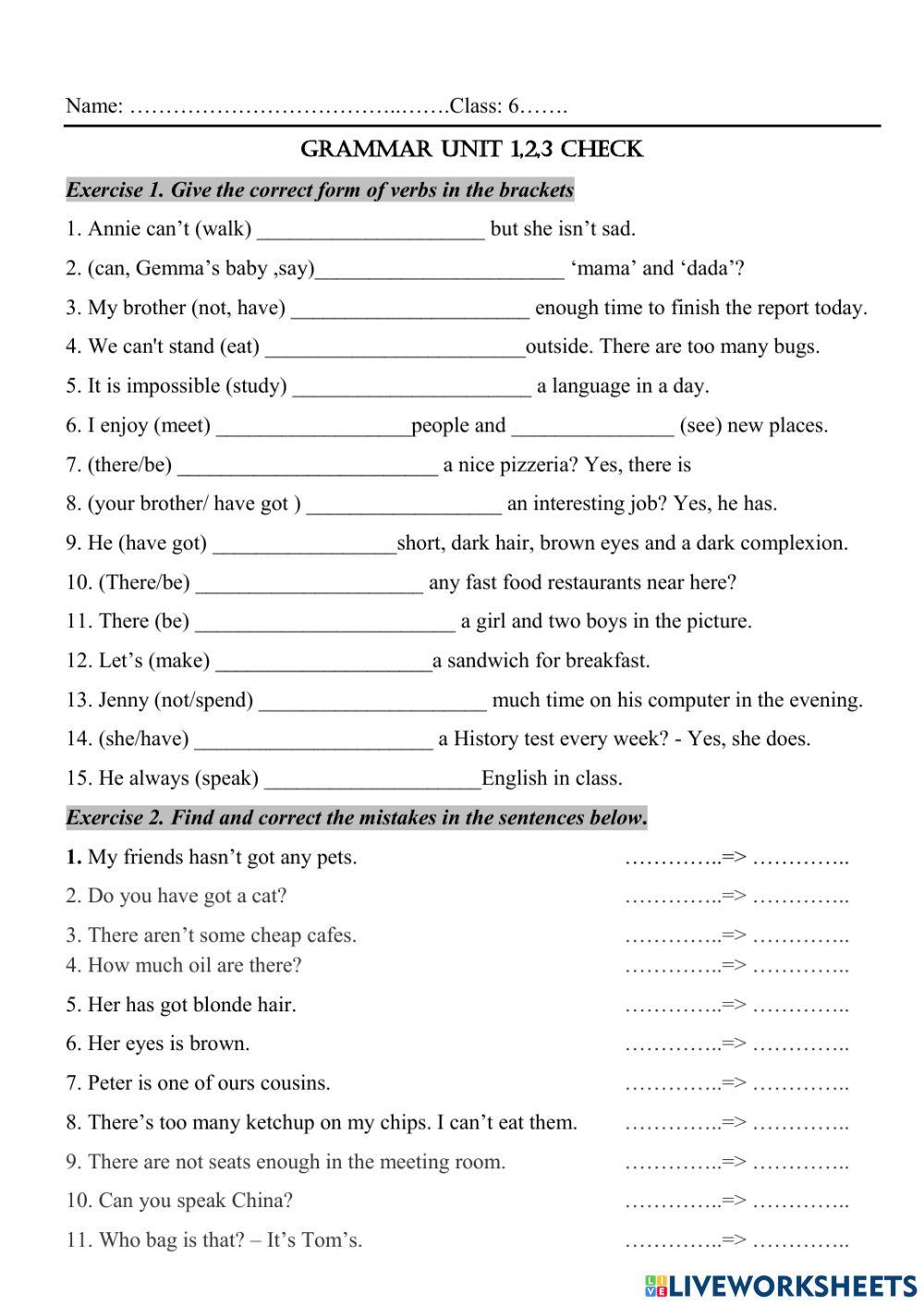 GRAMMAR U1,2 check - DISCOVERY