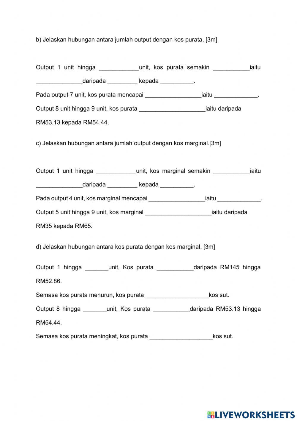 4.1.5 Hubungan output dengan kos
