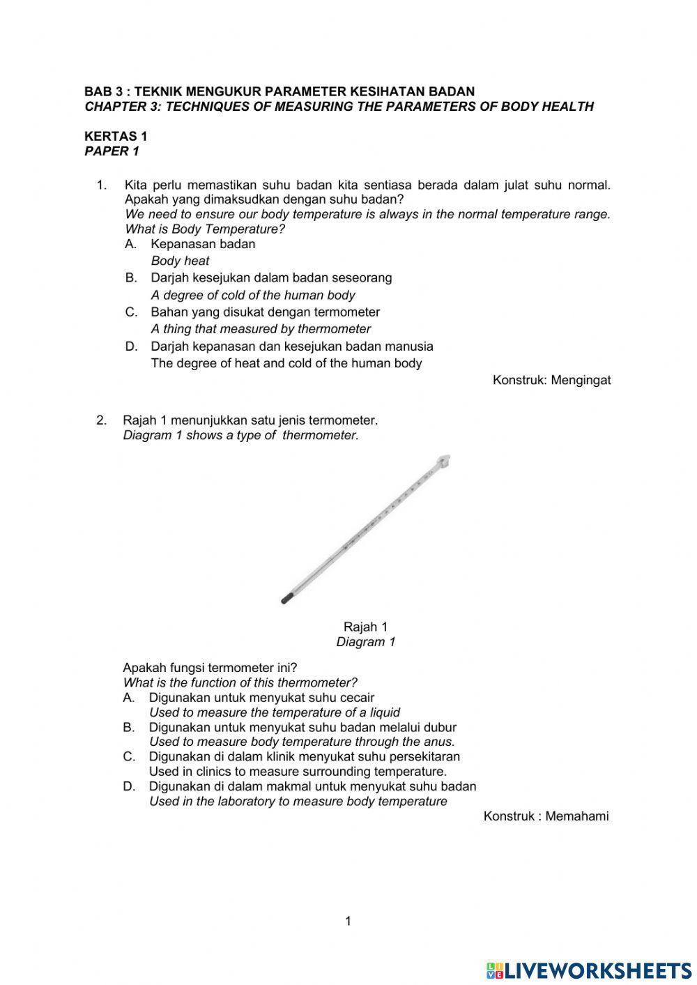 Teknik mengukur parameter kesihatan badan