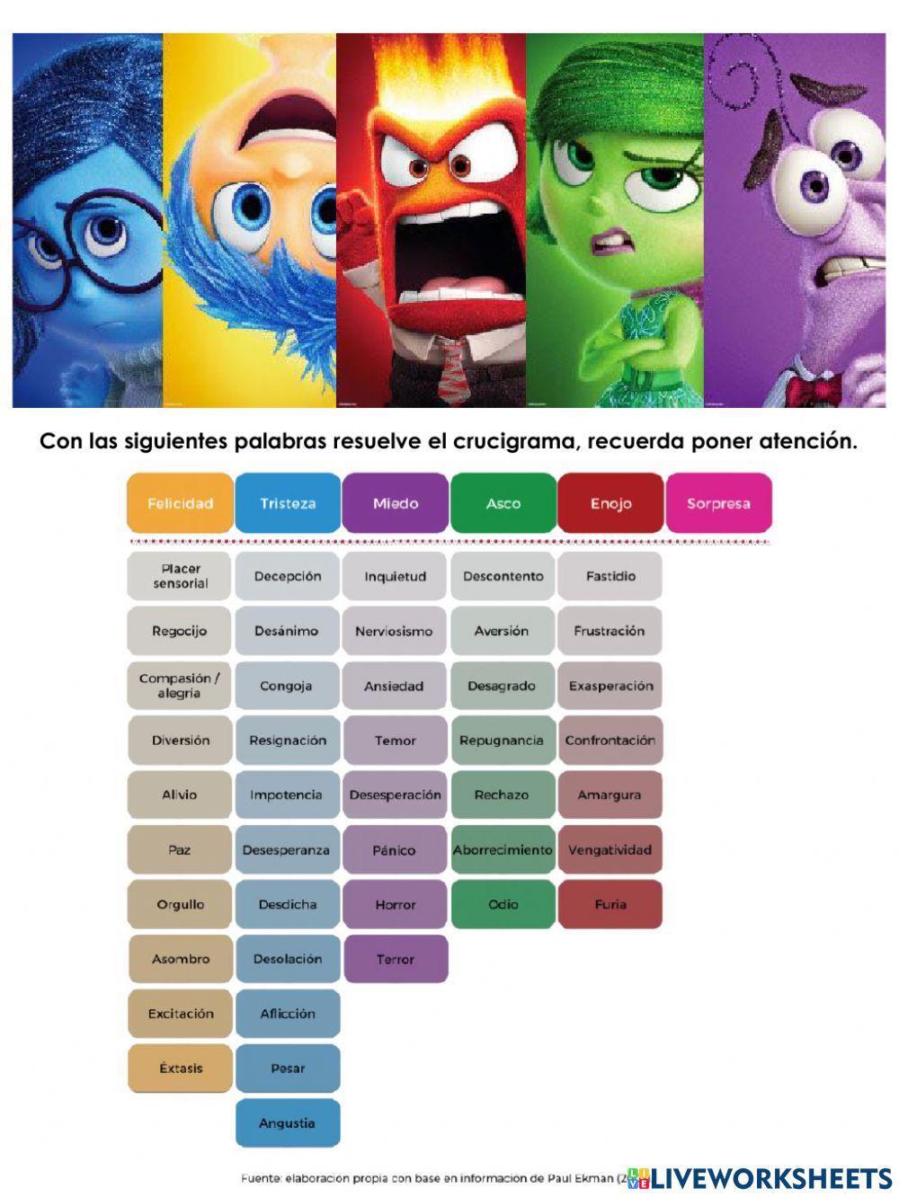 Crucigrama de emociones