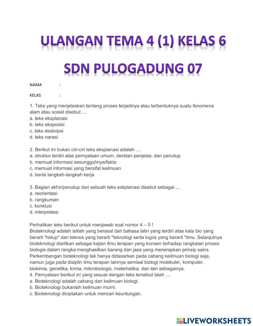 Ulangan harian tema 4