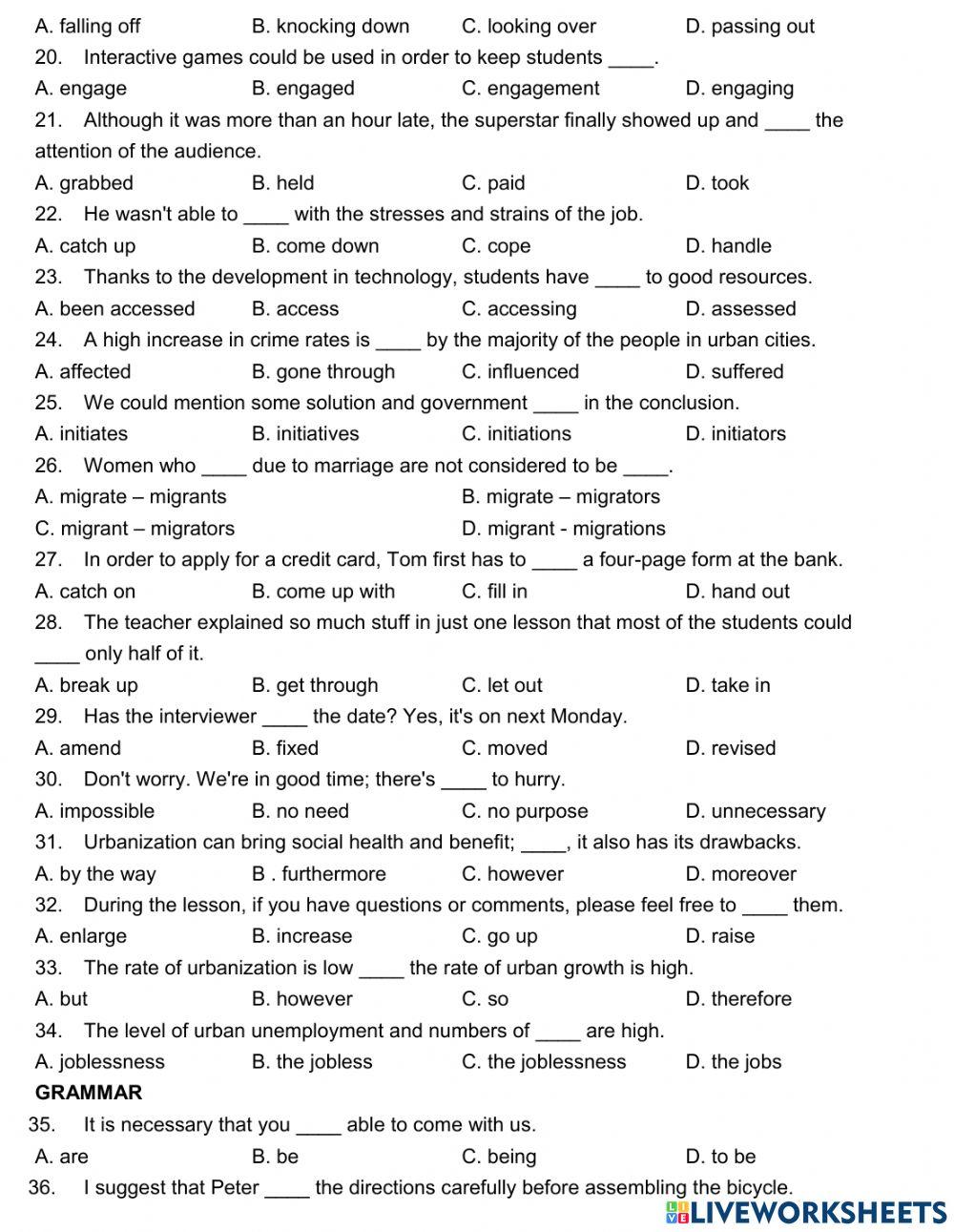 Unit 2. Urbanisation