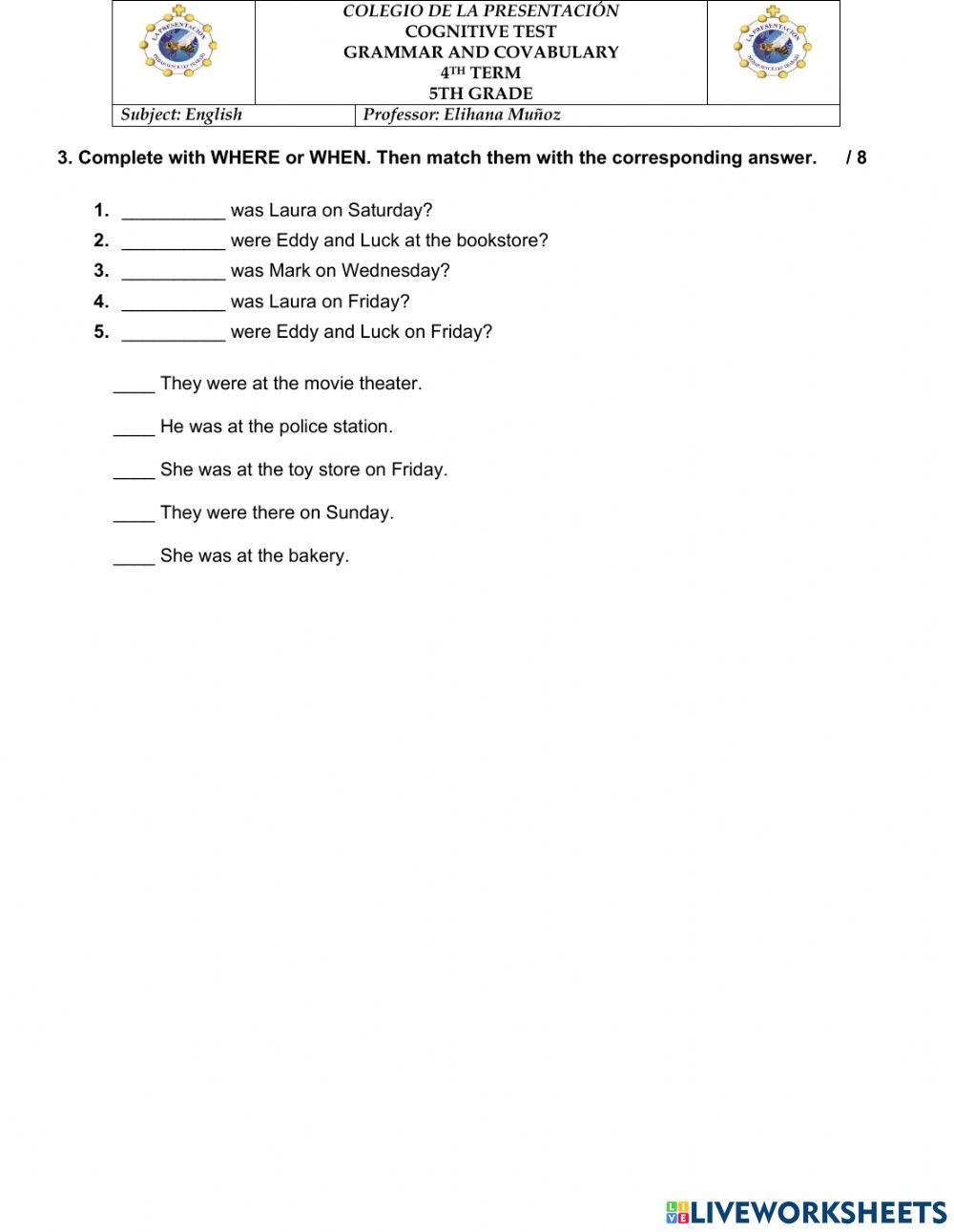 Grammar Test: was-were-wasn-t - weren-t