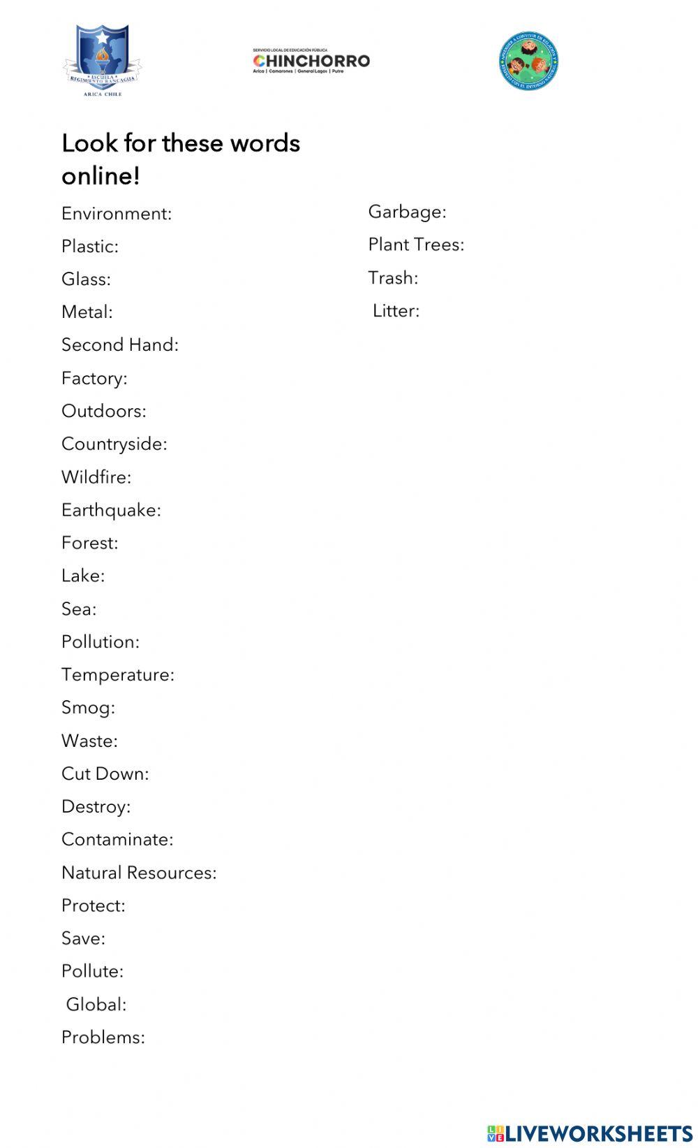 Enviroment Vocabulary