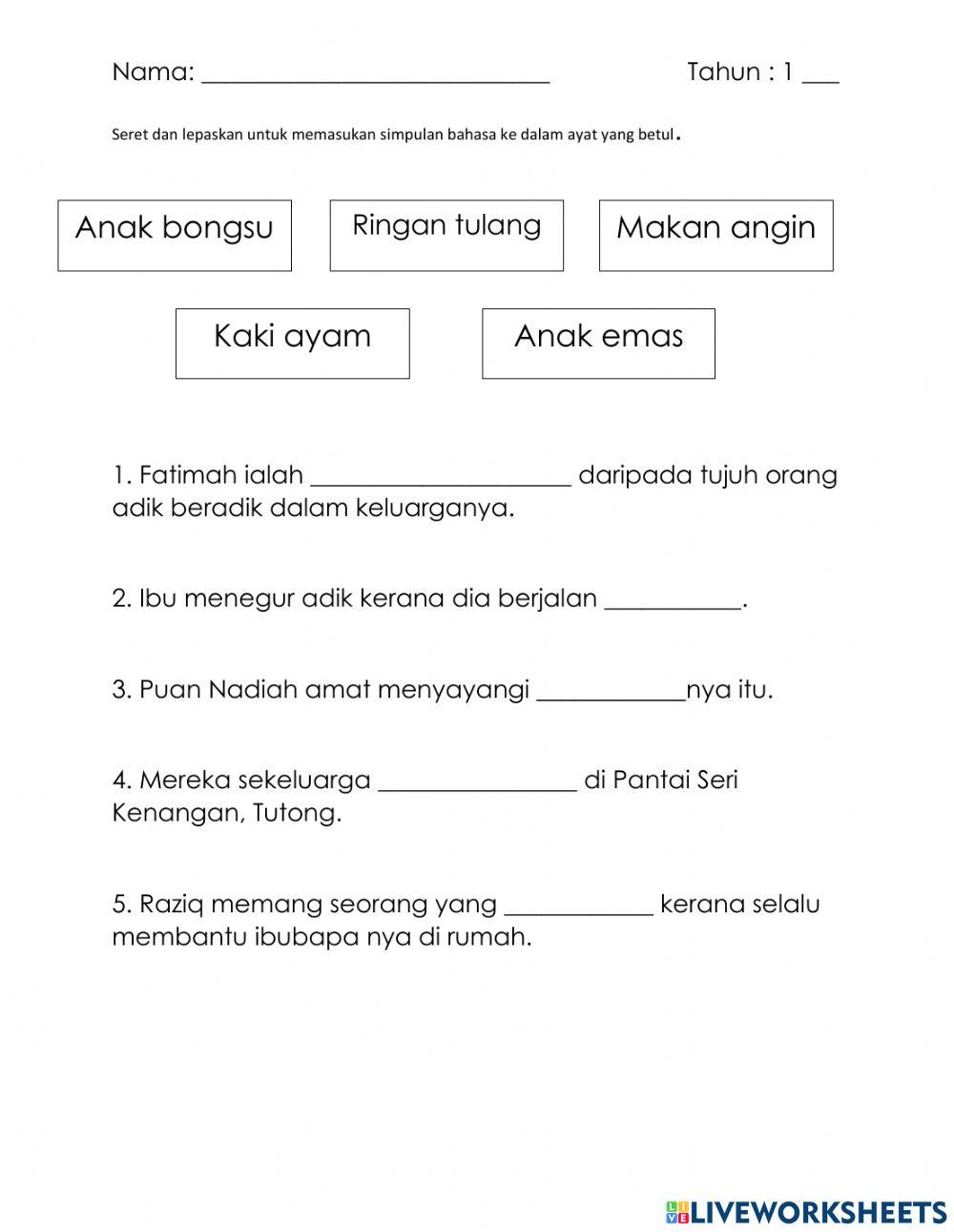 Simpulan Bahasa Tahun 1