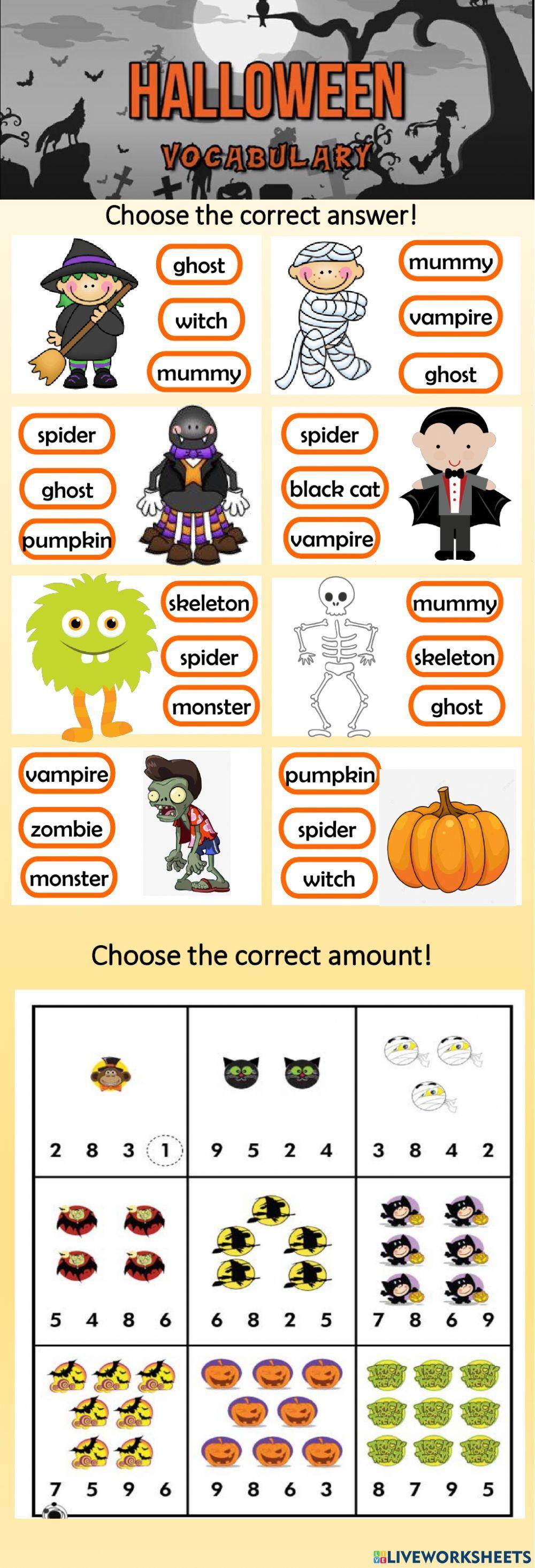 Halloween vocabulary and counting