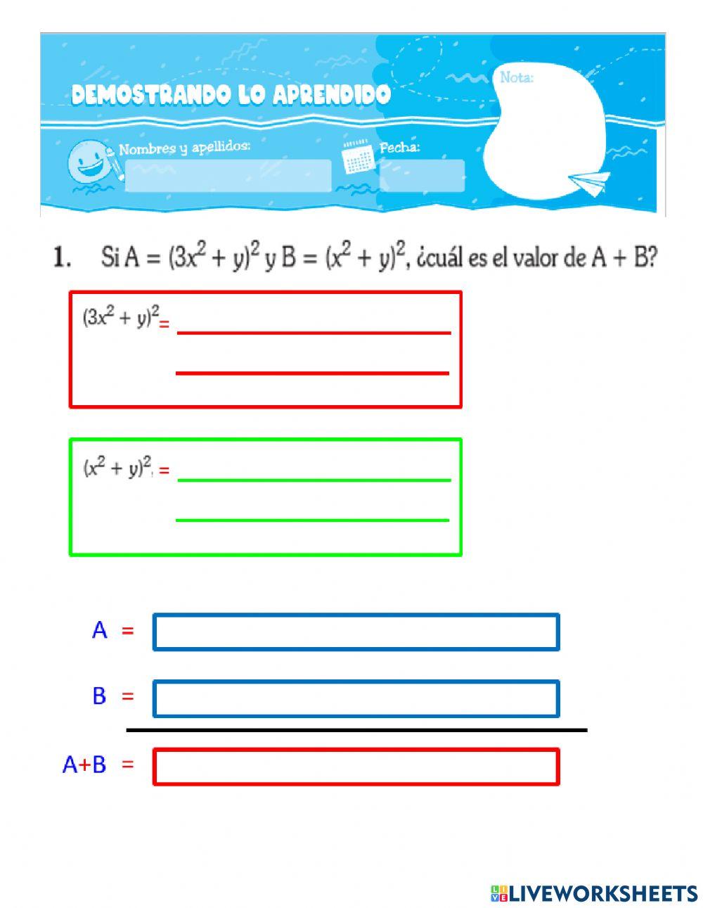 Práctica de álgebra