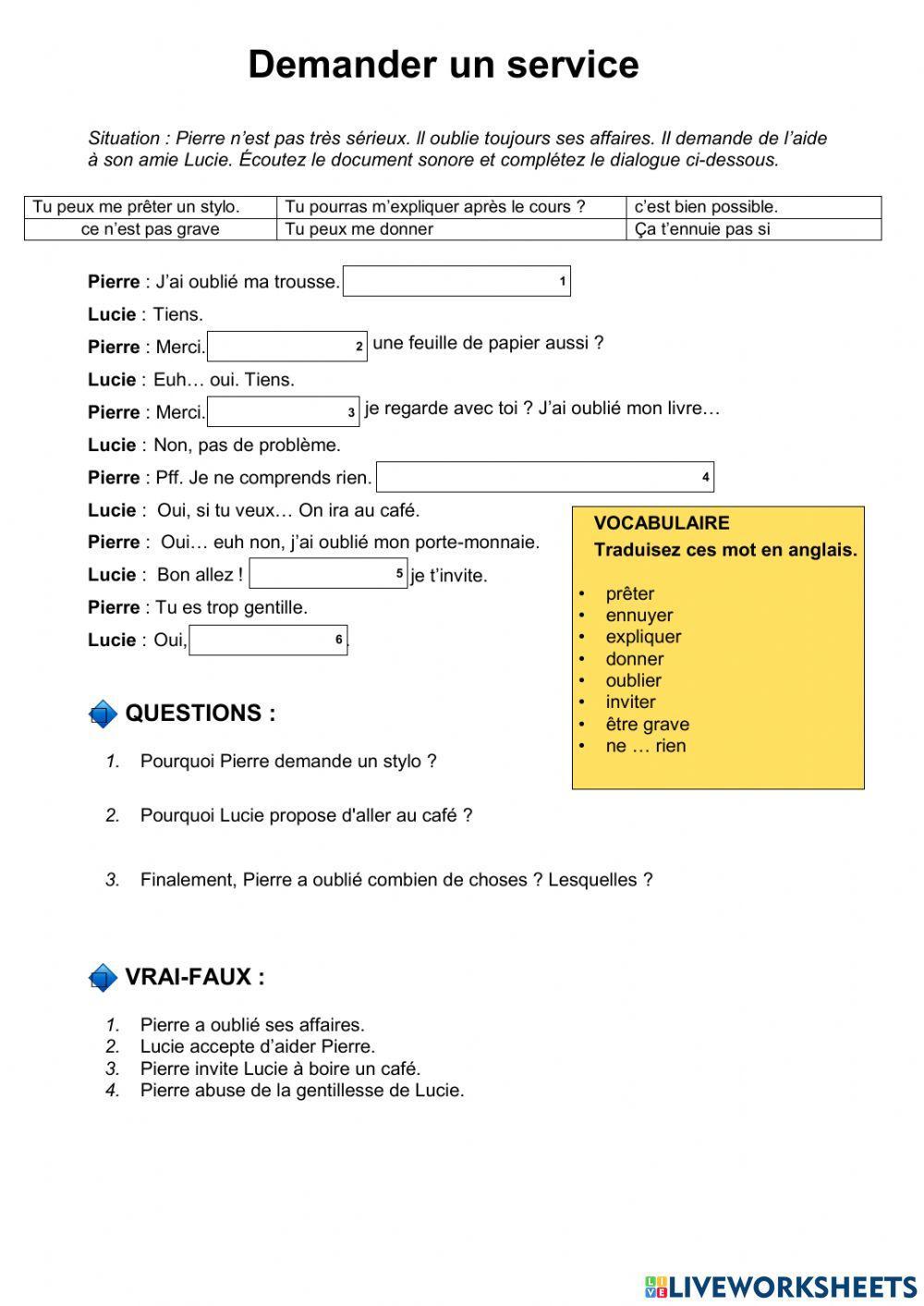 Demander un service(en class)