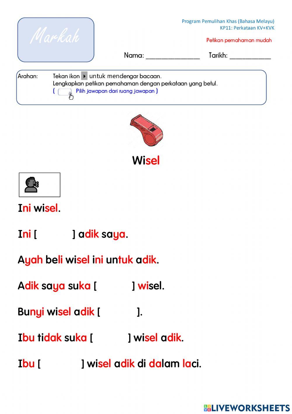 Perkataan KV+KVK (Bacaan & Pemahaman)