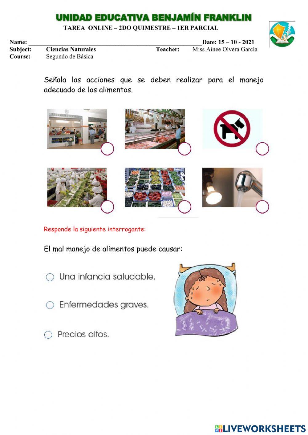 Tarea manejo de alimentos