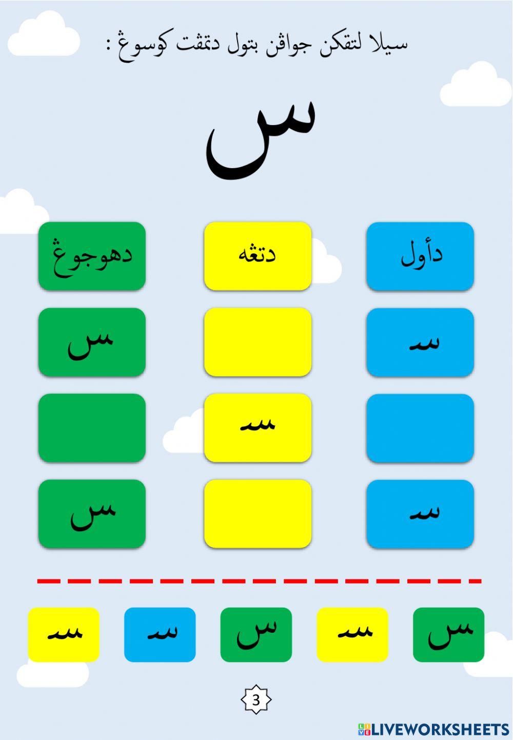 Latihan Mengenal Bentuk Kedudukan Huruf : 12.Sin