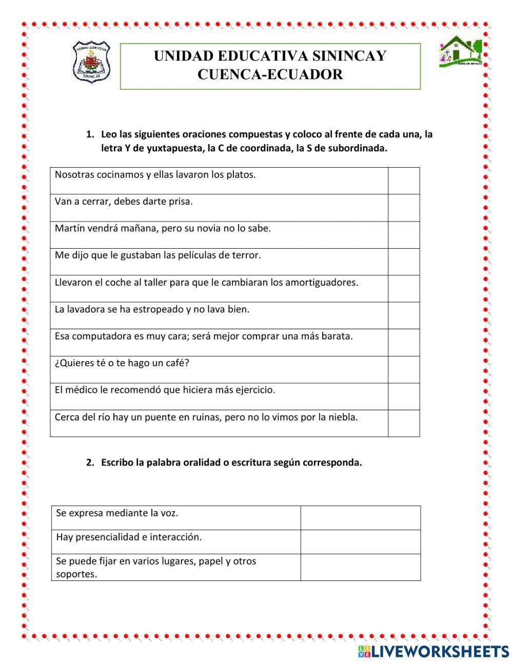 Oraciones compuestas