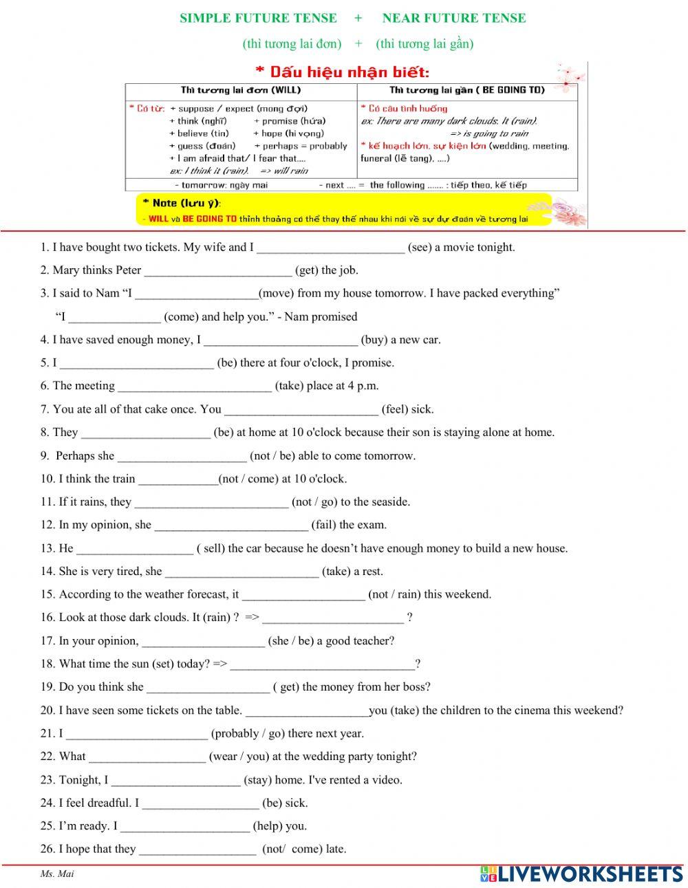 Simple future & near future tense