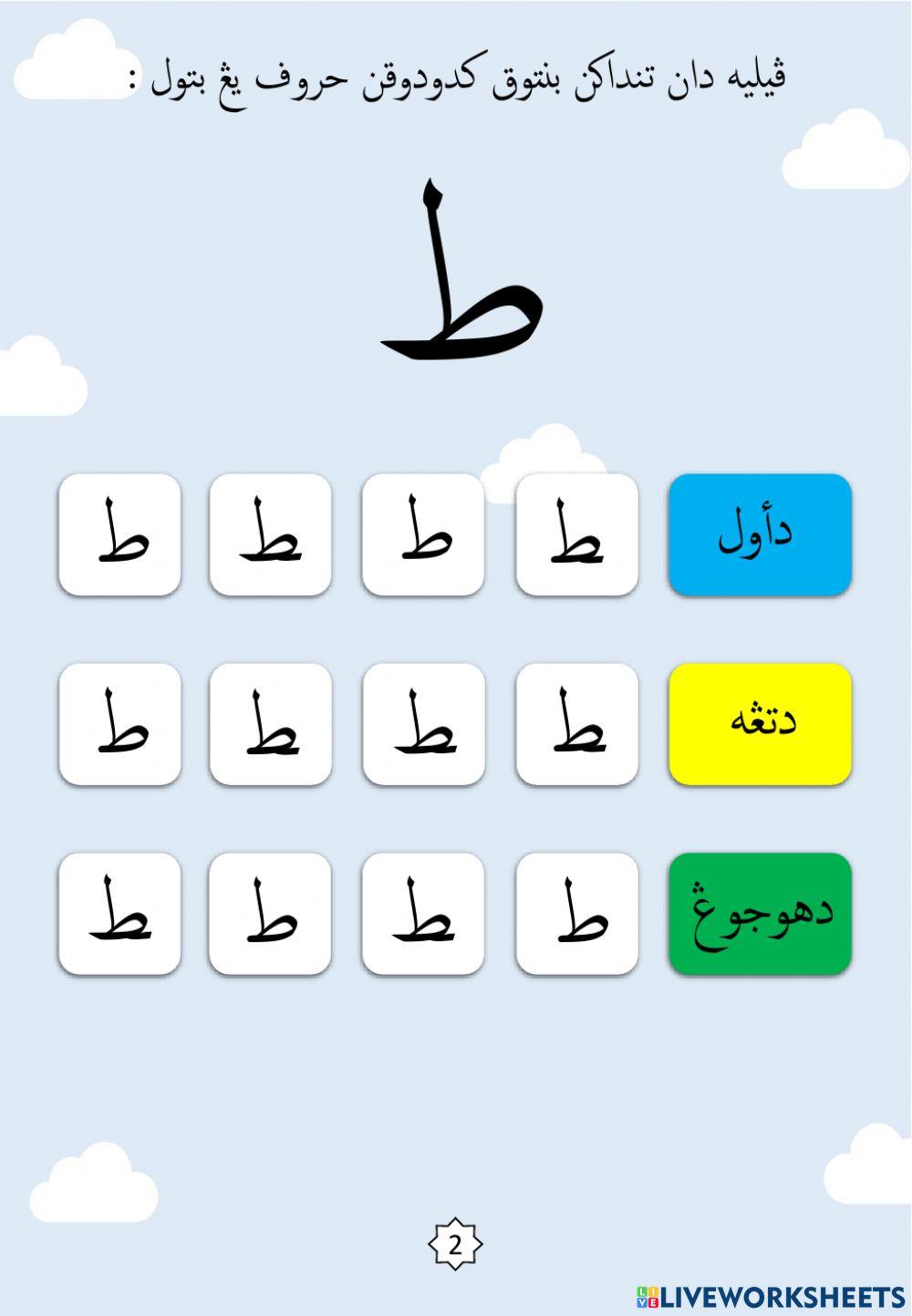 Latihan Mengenal Bentuk Kedudukan Huruf : 16.Tho