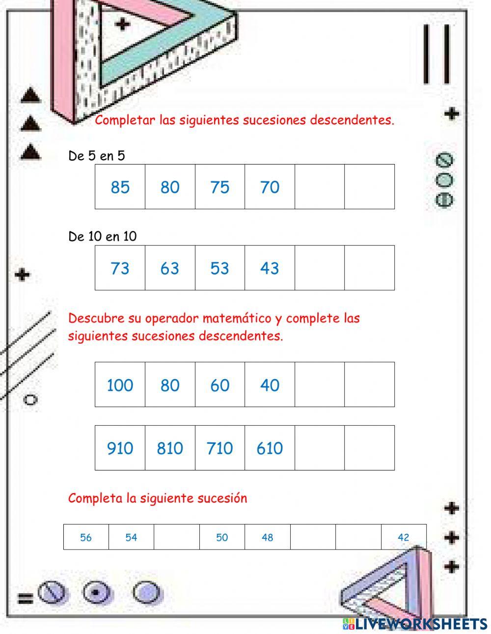 Sucesiones ascendentes y descendentes