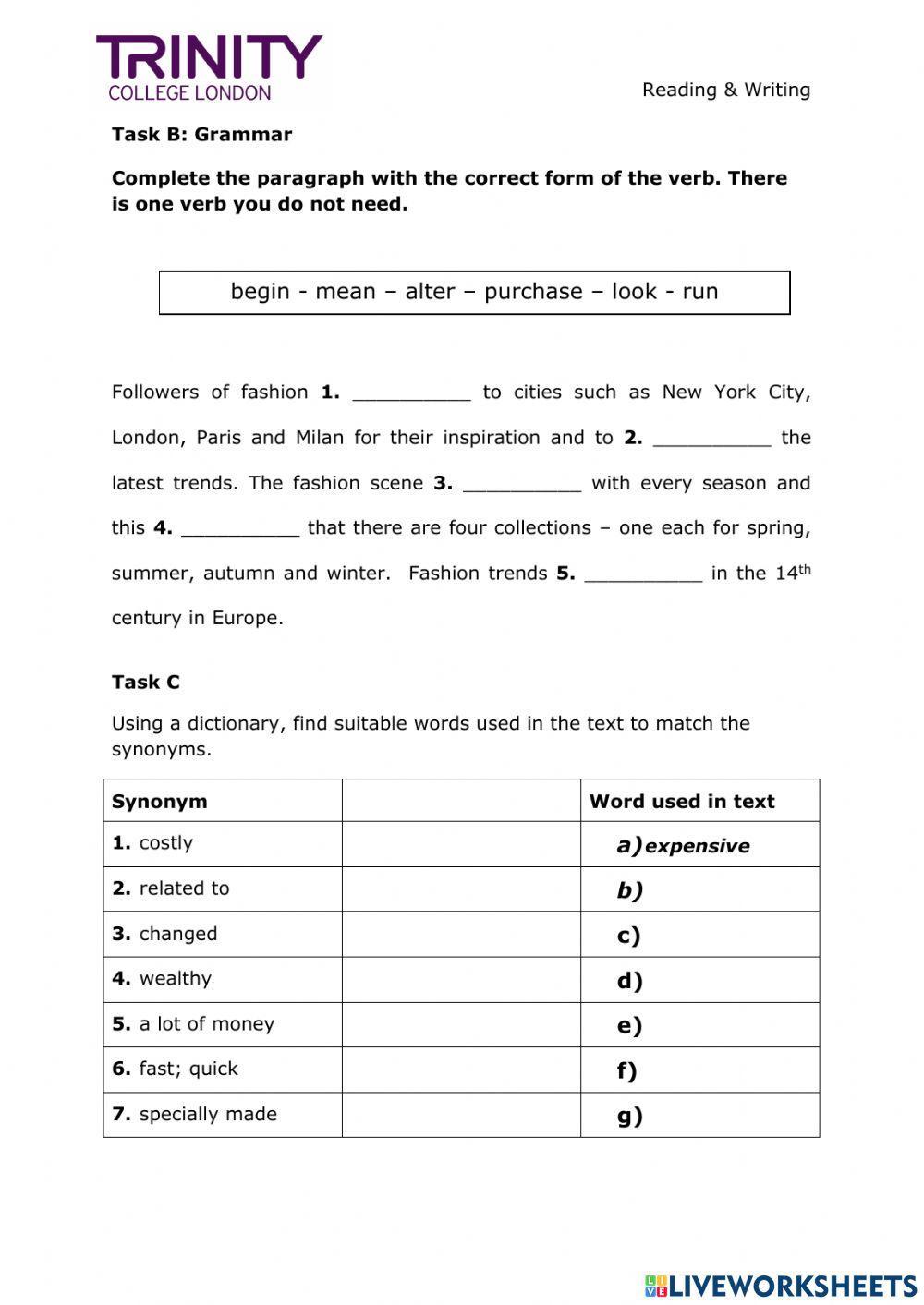 Ise 1 reading and writing