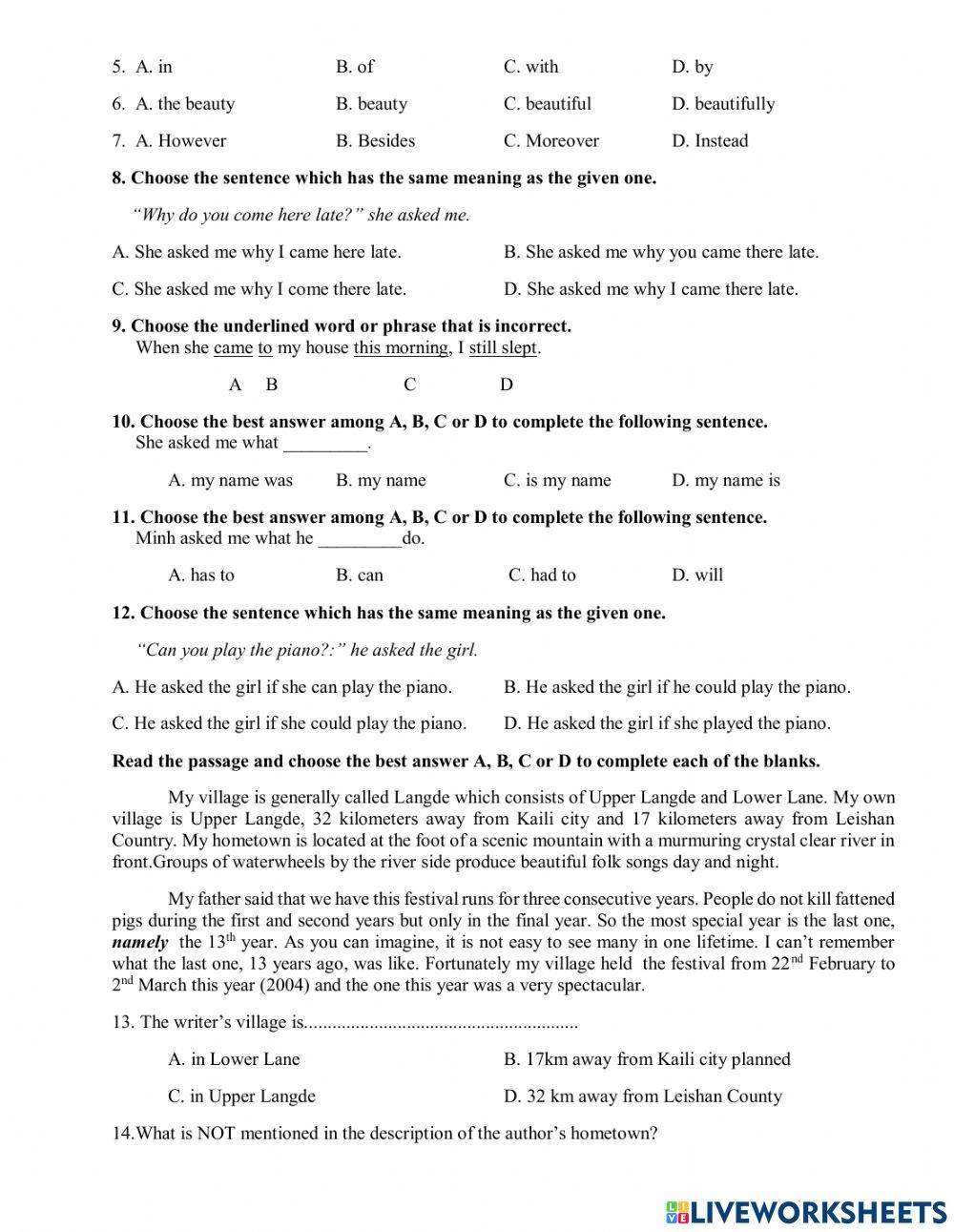 Test -midterm semester 1
