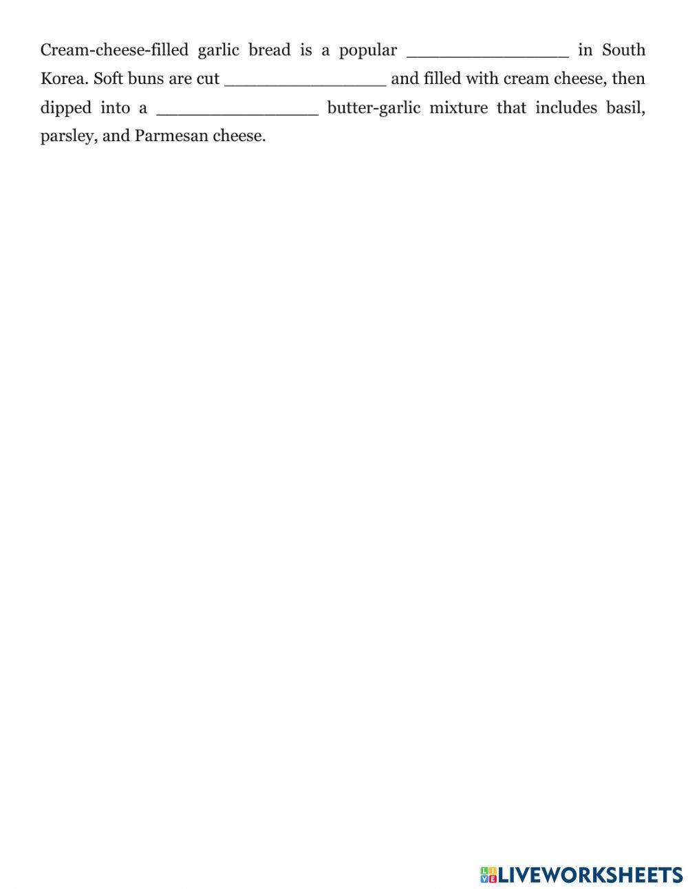 Listen and fill in the blank - Bread