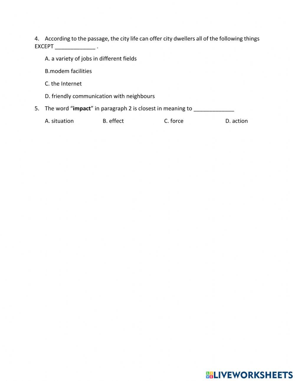 Unit 2: City life - Skills 1